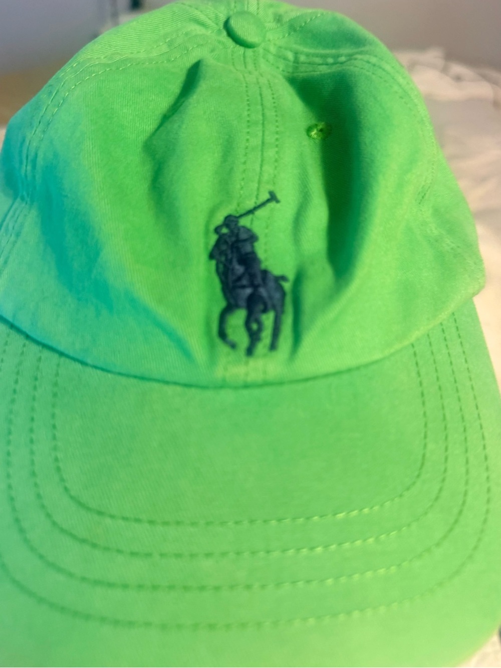 Ralph Lauren Bright Green Baseball Cap with Navy Polo Pony